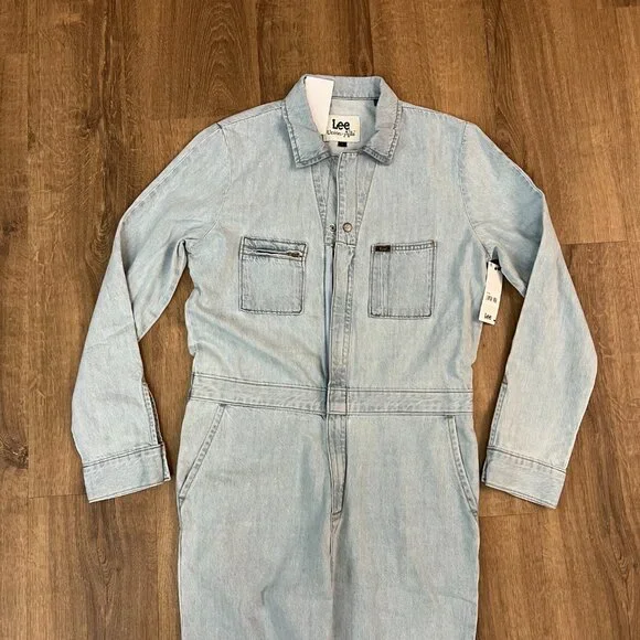 NEW Lee Union Alls Denim Coveralls Utility Jumpsuit Light Wash Sz S - Picture 5 of 16